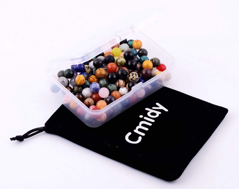 Cmidy Natural Stone Beads 100pcs Round Genuine Real Stone Beading Loose Gemstones Hole Size 1mm DIY Smooth Bead for Bracelet Necklace Earrings Jewelry Making (Natural Stone Beads Multicolor, 10mm) - Image 5